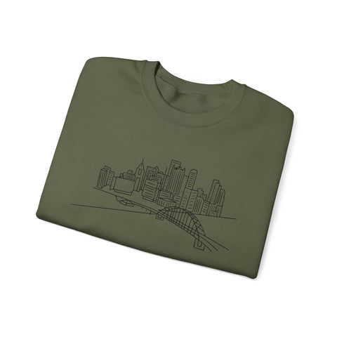 Heavy Blend Sweatshirt - Pittsburgh Skyline Crewneck | Classic Fit Cotton Polyester Sweatshirt - YinzerShop