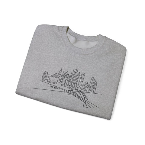 Heavy Blend Sweatshirt - Pittsburgh Skyline Crewneck | Classic Fit Cotton Polyester Sweatshirt - YinzerShop