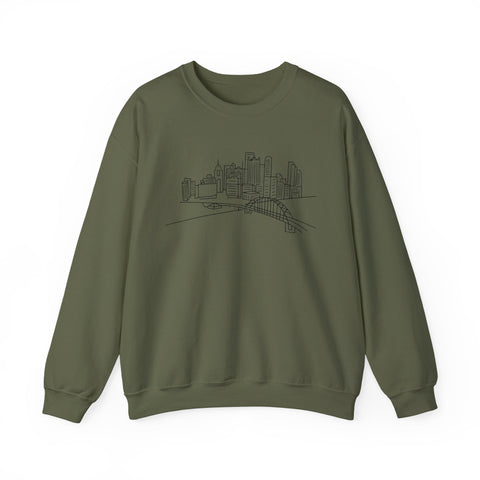 Heavy Blend Sweatshirt - Pittsburgh Skyline Crewneck | Classic Fit Cotton Polyester Sweatshirt - YinzerShop