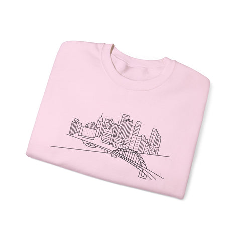 Heavy Blend Sweatshirt - Pittsburgh Skyline Crewneck | Classic Fit Cotton Polyester Sweatshirt - YinzerShop
