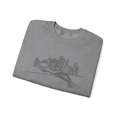 Heavy Blend Sweatshirt - Pittsburgh Skyline Crewneck | Classic Fit Cotton Polyester Sweatshirt - YinzerShop