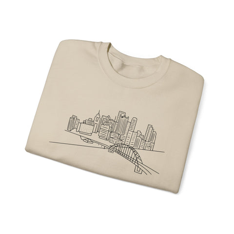 Heavy Blend Sweatshirt - Pittsburgh Skyline Crewneck | Classic Fit Cotton Polyester Sweatshirt - YinzerShop