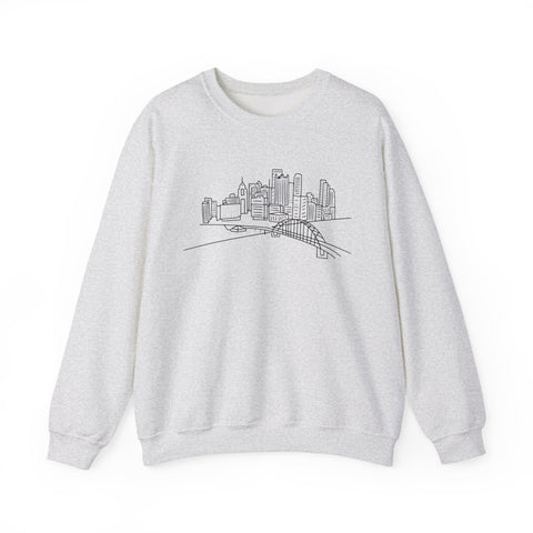 Heavy Blend Sweatshirt - Pittsburgh Skyline Crewneck | Classic Fit Cotton Polyester Sweatshirt - YinzerShop