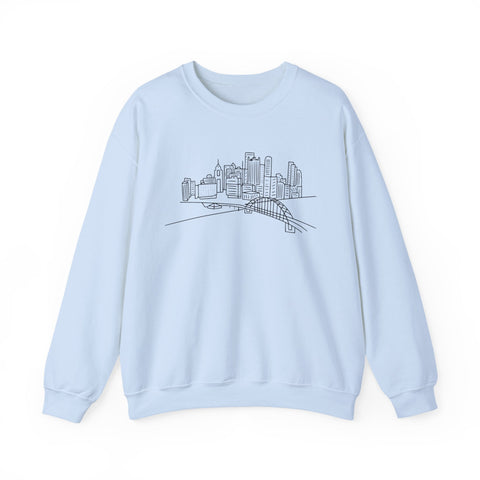 Heavy Blend Sweatshirt - Pittsburgh Skyline Crewneck | Classic Fit Cotton Polyester Sweatshirt - YinzerShop