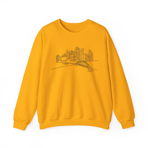 Heavy Blend Sweatshirt - Pittsburgh Skyline Crewneck | Classic Fit Cotton Polyester Sweatshirt - YinzerShop