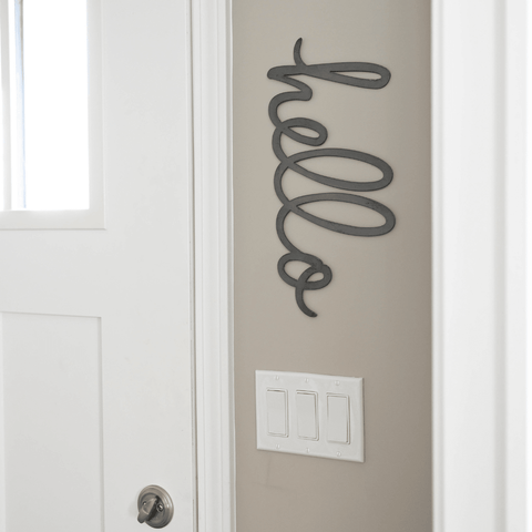 Hello Wall Decor - Steel Script Wall Sign | Modern Metal Script Art Accent Wall Decor - YinzerShop