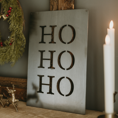 "Ho Ho Ho" Steel Wall Decor Sign