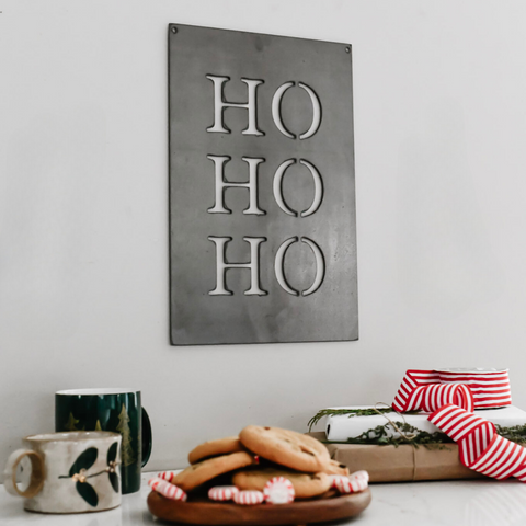"Ho Ho Ho" Steel Wall Decor Sign
