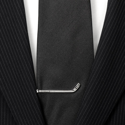 Hockey Stick Tie Clip - Antique Silver Finish Sports Tie Bar for Men Tie Clip - YinzerShop
