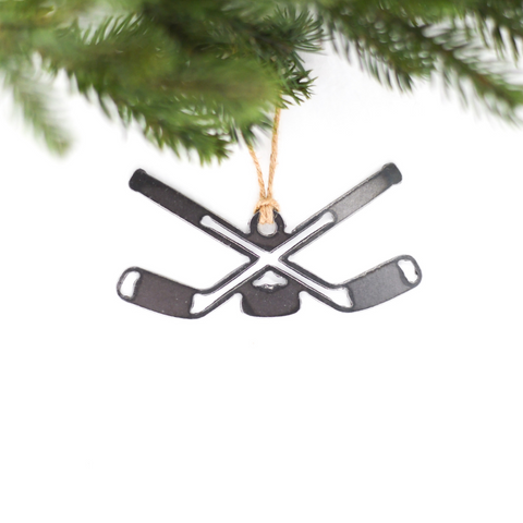 Hockey Sticks and Puck Ornament