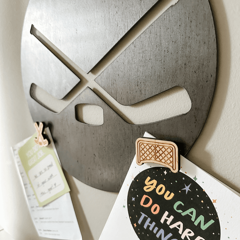 Hockey Wall Decor - Magnetic Steel Wall Sign | Sports Room Accessories & Schedule Organizer Wall Decor - YinzerShop
