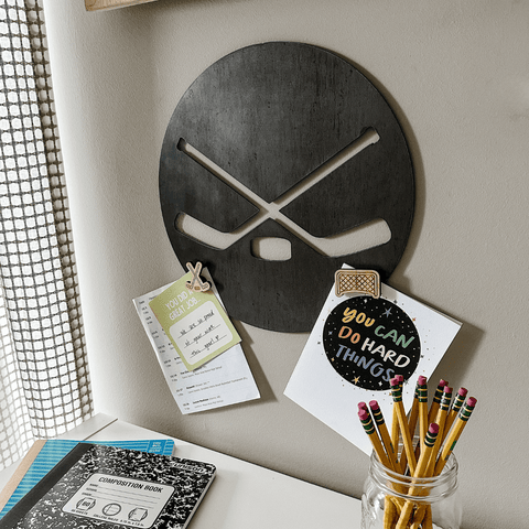 Hockey Wall Decor - Magnetic Steel Wall Sign | Sports Room Accessories & Schedule Organizer Wall Decor - YinzerShop
