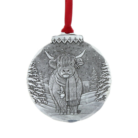 Holiday Highland Cow Ornament – Wendell August Forge Rustic Christmas Tree Decoration - YinzerShop
