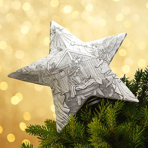 Holy Family Tree Topper | Hand Hammered Aluminum Christmas Star Ornament - YinzerShop