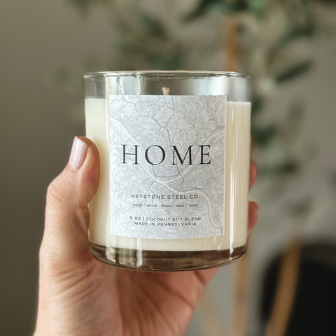 Pittsburgh Candle Set – Hand Poured Soy Blend Candle With Steel Ornament