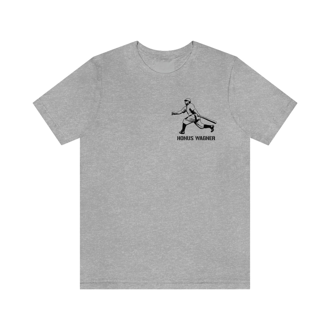 Honus Wagner Legend T-Shirt - Back-Printed Graphic Tee T-Shirt Printify Athletic Heather S 