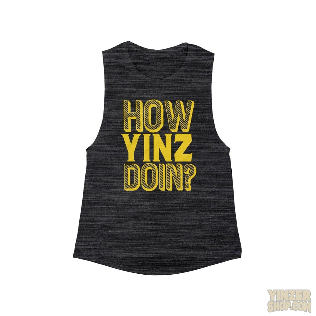 How Yinz Doin? - Women's Flowy Scoop Muscle Tank Tank Top Printify Black Slub L 