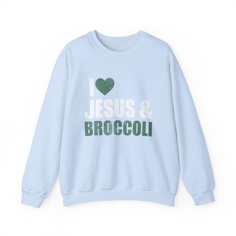 I Love Jesus and Broccoli - Heavy Blend™ Crewneck Sweatshirt Sweatshirt - YinzerShop