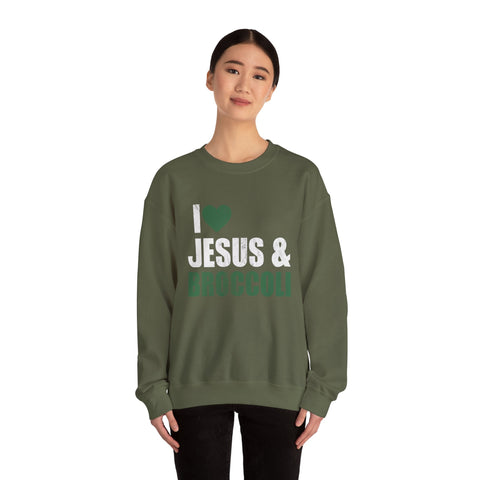 I Love Jesus and Broccoli - Heavy Blend™ Crewneck Sweatshirt Sweatshirt - YinzerShop