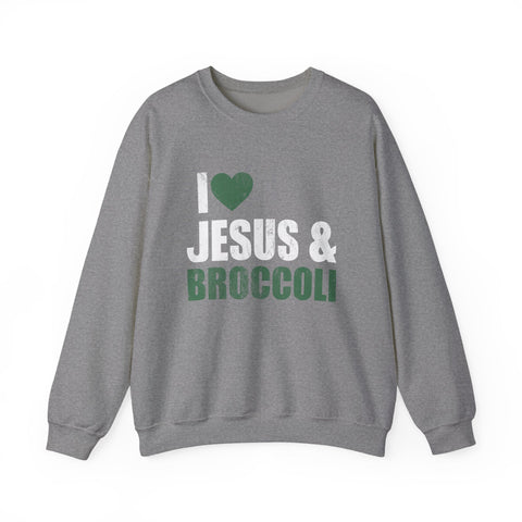 I Love Jesus and Broccoli - Heavy Blend™ Crewneck Sweatshirt Sweatshirt - YinzerShop