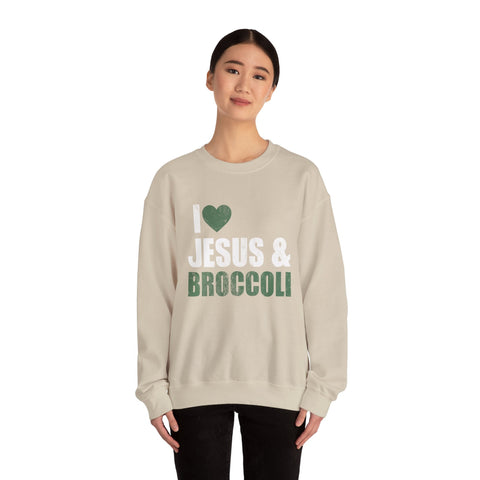 I Love Jesus and Broccoli - Heavy Blend™ Crewneck Sweatshirt Sweatshirt - YinzerShop