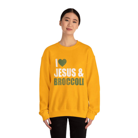 I Love Jesus and Broccoli - Heavy Blend™ Crewneck Sweatshirt Sweatshirt - YinzerShop