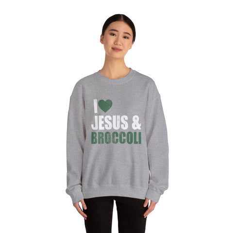 I Love Jesus and Broccoli - Heavy Blend™ Crewneck Sweatshirt Sweatshirt - YinzerShop