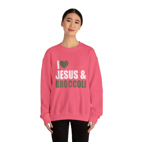 I Love Jesus and Broccoli - Heavy Blend™ Crewneck Sweatshirt Sweatshirt - YinzerShop