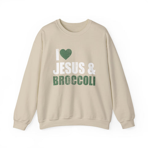 I Love Jesus and Broccoli - Heavy Blend™ Crewneck Sweatshirt Sweatshirt - YinzerShop