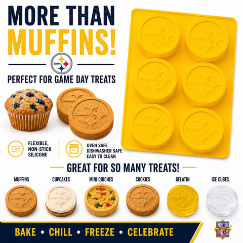 Pittsburgh Steelers Muffin Pan - Silicone NFL Baking Pan, Heat Resistant Team Logo Bakeware