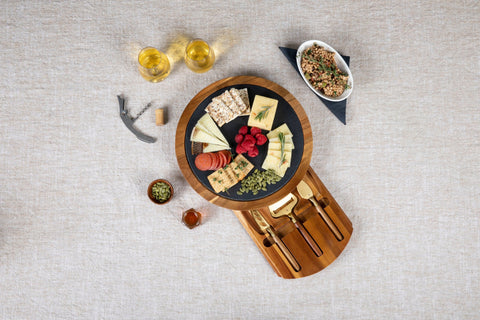 Ohio State Buckeyes - Insignia Acacia and Slate Serving Board with Cheese Tools  Picnic Time Family of Brands   