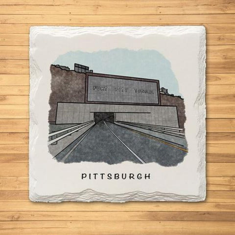 Pittsburgh Landmark Variety Pack - Ceramic Drink Coasters - 4 Pack Coasters The Doodle Line