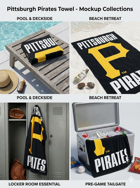 Pittsburgh Pirates Beach or Bath Towel – 30" x 60" Officially Licensed MLB Cotton Towel