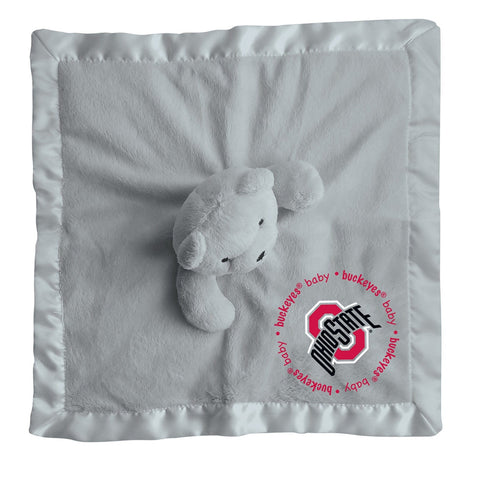 Ohio State Buckeyes Bear - Plush Security Toy with Embroidered Team Logo Gray Blanket
