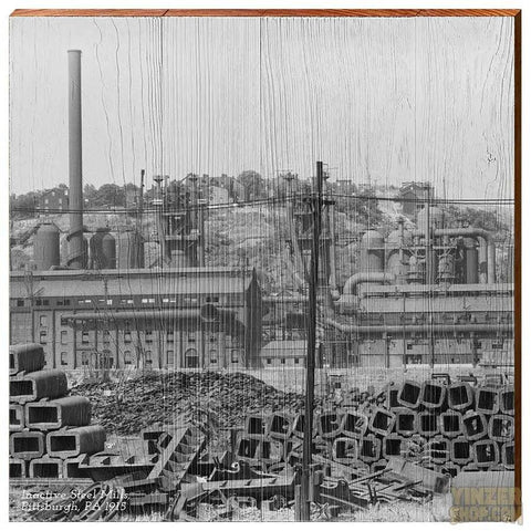 Inactive Steel Mills, Pittsburgh, Pa, 1915 Wood Picture MillWoodArt   