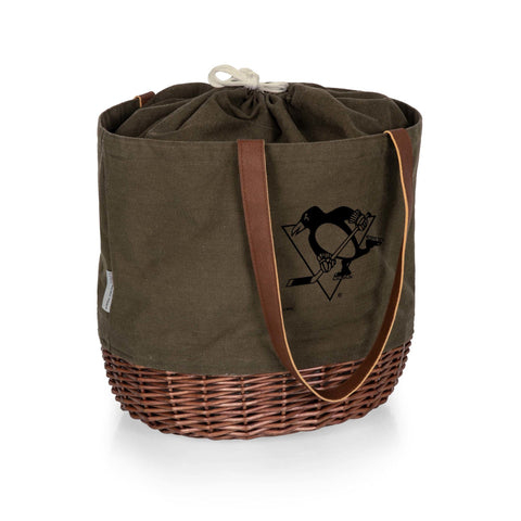 Canvas and Willow Tote - Pittsburgh Penguins Chic Basket and Canvas Bag