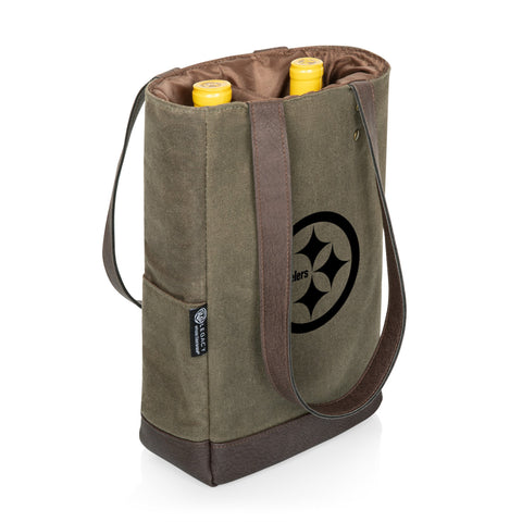 Insulated Wine Cooler Bag - Pittsburgh Steelers 2 Bottle Wine Tote With Divider Licensed - YinzerShop