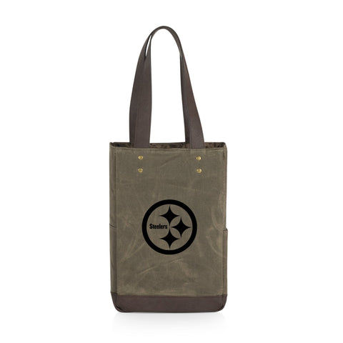 Insulated Wine Cooler Bag - Pittsburgh Steelers 2 Bottle Wine Tote With Divider Licensed - YinzerShop