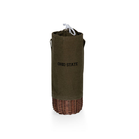 Insulated Wine Tote Ohio State Buckeyes – Canvas Wine Bag & Willow Basket Carrier Licensed - YinzerShop
