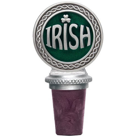 Irish Bottle Stopper - Solid Pewter Bottle Stopper With Chain & Synthetic Cork Bottle Stopper - YinzerShop