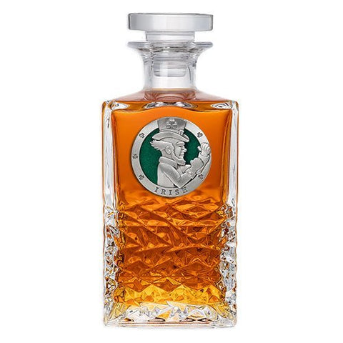 Irish Fighter Decanter – 25 Ounce Glass Decanter With Military Motif Pewter Design Decanter - YinzerShop
