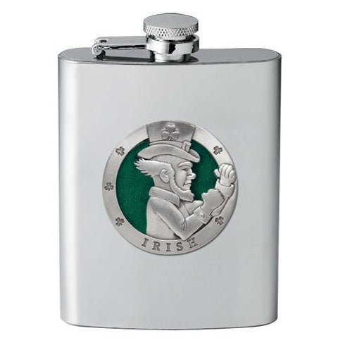 Irish Fighter Flask | Handcrafted Pewter Flask 8 Ounce Barware Gift Idea Flask - YinzerShop