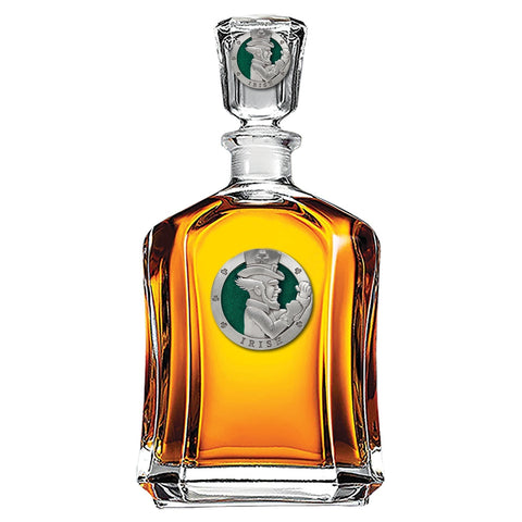 Irish Fighter Glass Decanter - 24 Ounce Pewter Decanter for Home Bar Accessories Decanter - YinzerShop