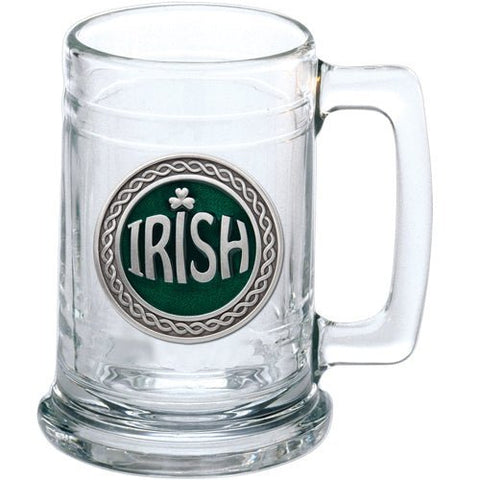 Irish Glass Stein – Handcrafted Pewter Beer Mug with 3D Sculpted Design, 15 Ounce Stein Stein - YinzerShop