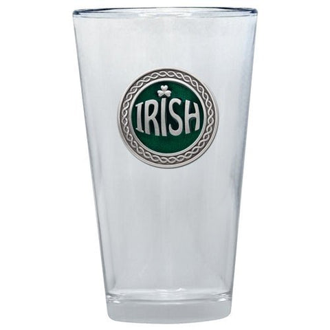 Irish Pint Glass | Handcrafted Barware with Etched Pewter Design - 16 Ounce Glass Pint Glass - YinzerShop