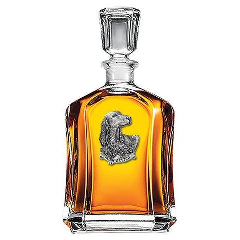 Irish Setter Decanter - 24 Ounce Glass Pewter Barware for Home Bar Decanter - YinzerShop