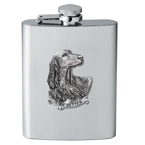 Irish Setter Flask – 8 Ounce Stainless Steel Flask with Fine Pewter Casting Flask - YinzerShop