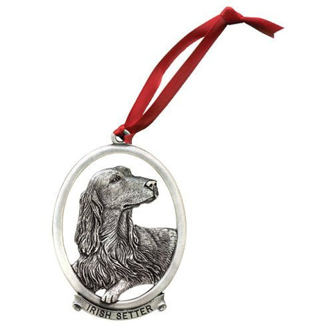 Irish Setter Ornament – Handcrafted Pewter Holiday Collectible With Ribbon Ornament - YinzerShop