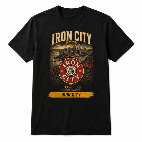 Iron City Beer Pittsburgh Skyline T-Shirt — Vintage Incline & Bridges Tee T-Shirt - YinzerShop