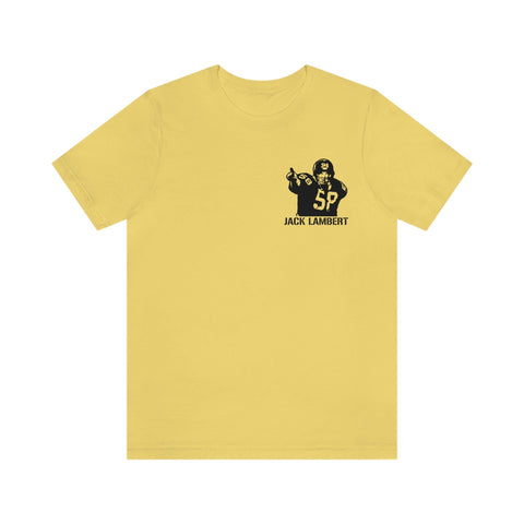 Jack Lambert Legend T-Shirt - Back-Printed Graphic Tee T-Shirt Printify Yellow S 